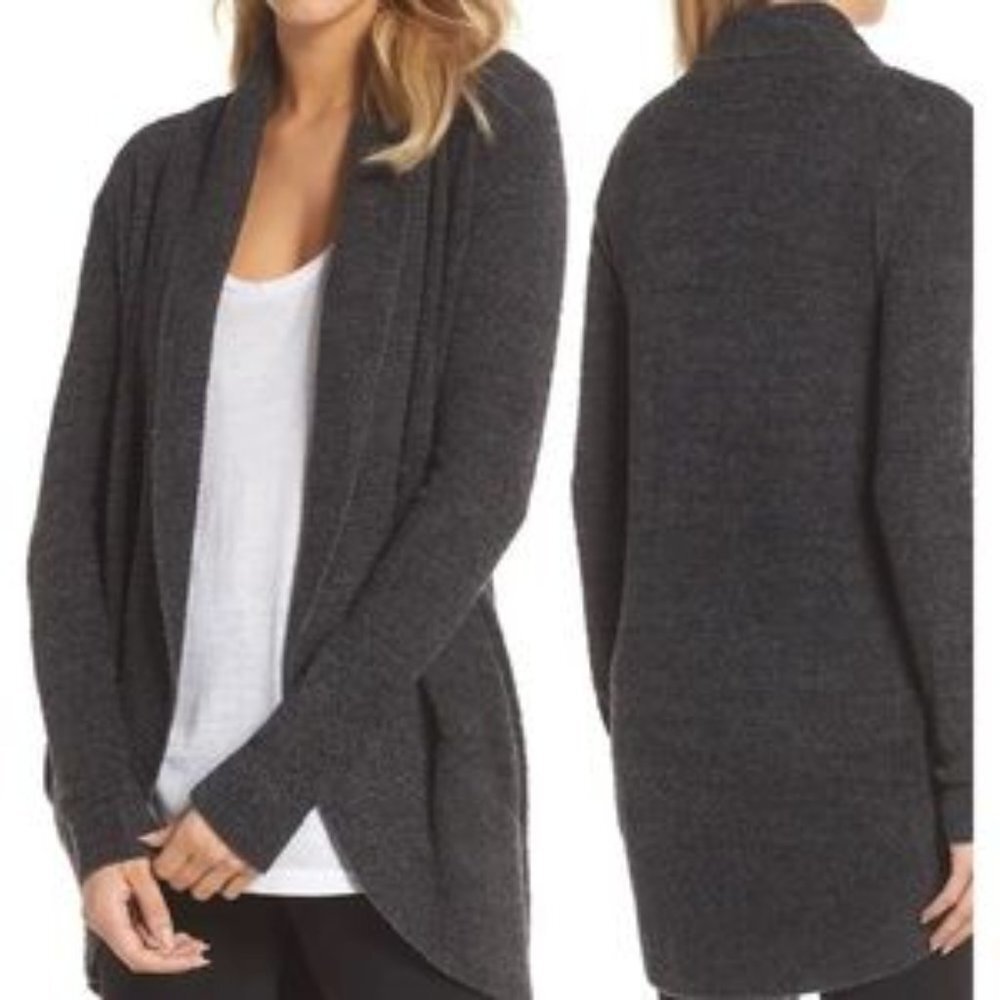 Barefoot Dreams Cozychic Lite Circle Cardigan Sweater Gray Neutral Loungewear